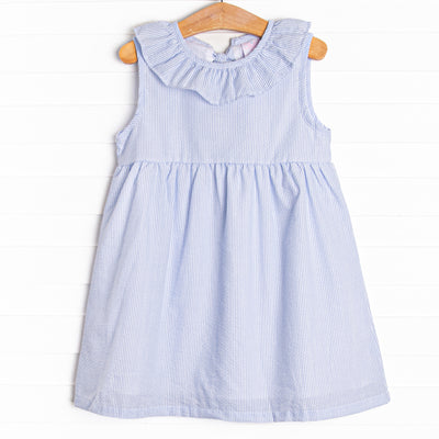 blue searsucker dress Girl's Spring Seersucker in size 24M ready seersucker with allover Color:Golden Ochre High Fidelity Embroidery Big Girls Low Heels