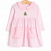 Traditional Tree Pima Embroidered Dress, Pink