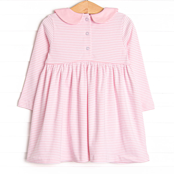 Traditional Tree Pima Embroidered Dress, Pink