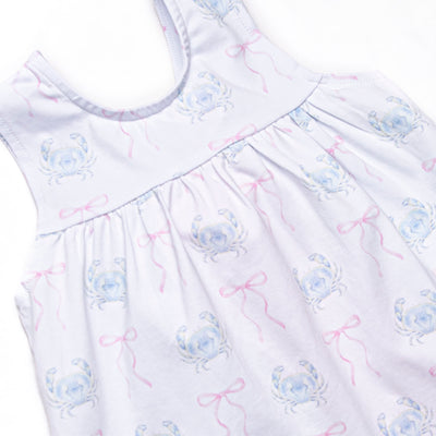 Blue Crab Bows Ruffle Short Set, Pink