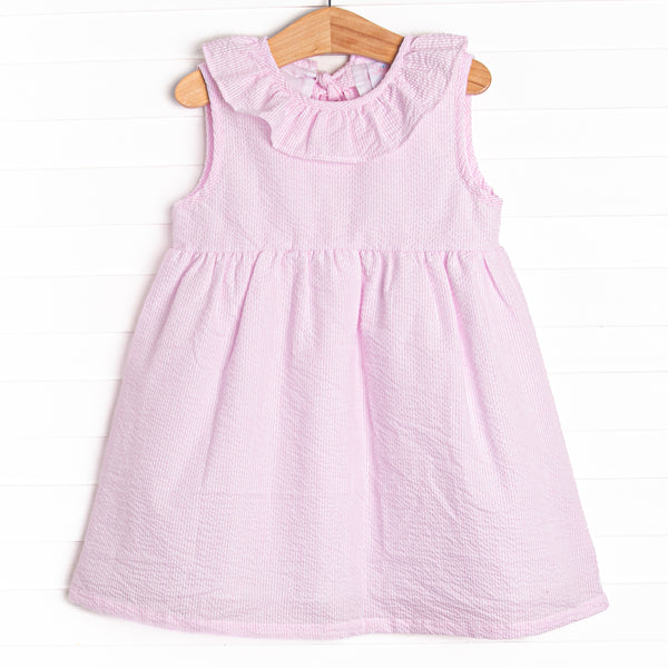Girl's Spring Seersucker Dress in Pink size 8