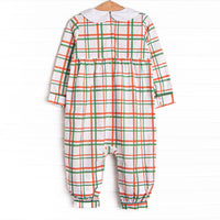 Poinsettia Plaid Romper, Red