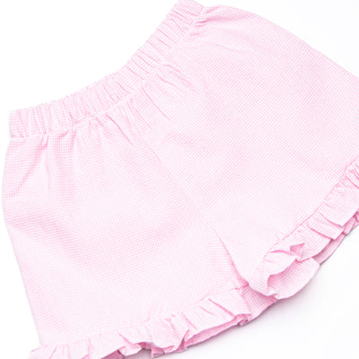Blue Crab Bows Ruffle Short Set, Pink