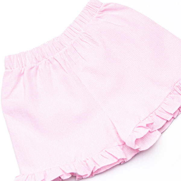 Blue Crab Bows Ruffle Short Set, Pink