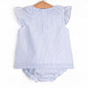 Spring Seersucker Ruffle Diaper Set, Blue