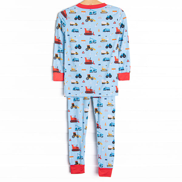 Build and Bulldoze Bamboo Pajama Set, Blue