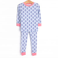 Blue Bud Bouquet Bamboo Pajama Set, Blue