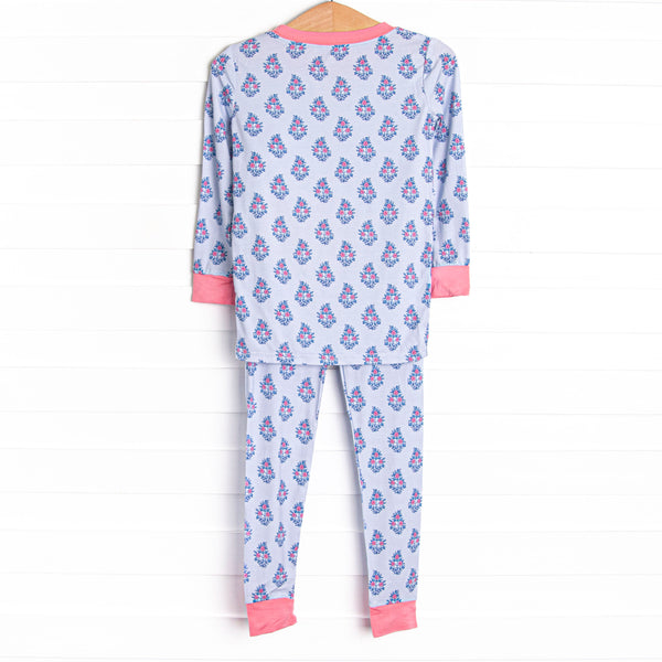 Blue Bud Bouquet Bamboo Pajama Set, Blue