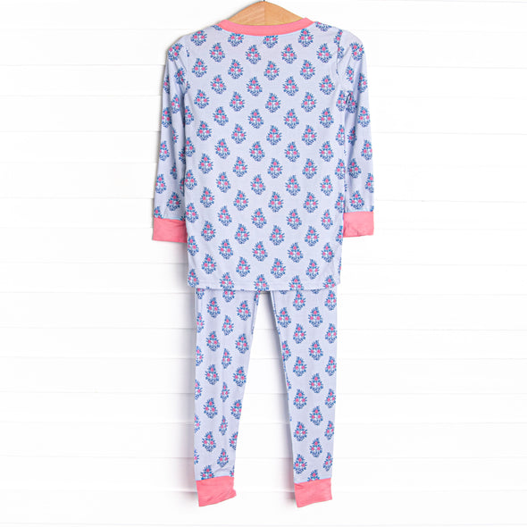 Blue Bud Bouquet Bamboo Pajama Set, Blue
