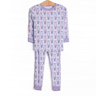 Patches of Petals Bamboo Pajama Set, Purple