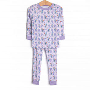 Patches of Petals Bamboo Pajama Set, Purple