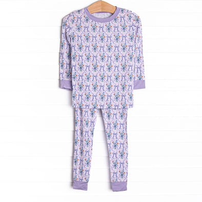 Patches of Petals Bamboo Pajama Set, Purple
