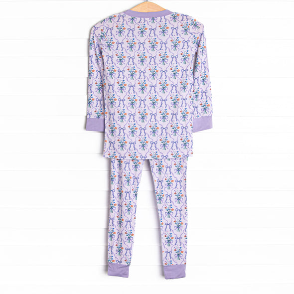Patches of Petals Bamboo Pajama Set, Purple