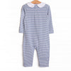 Elliot Romper, Slate Blue Stripe