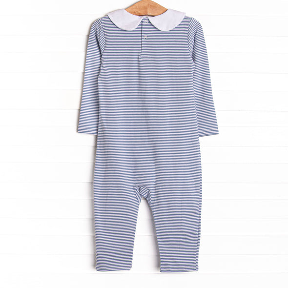 Elliot Romper, Slate Blue Stripe