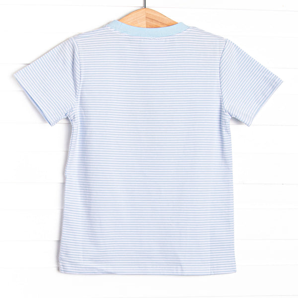 School Project Pickup Applique Top, Blue Stripe