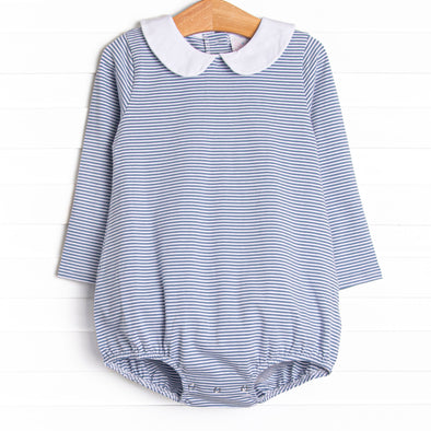 Elliot Long Sleeve Bubble, Slate Blue Stripe