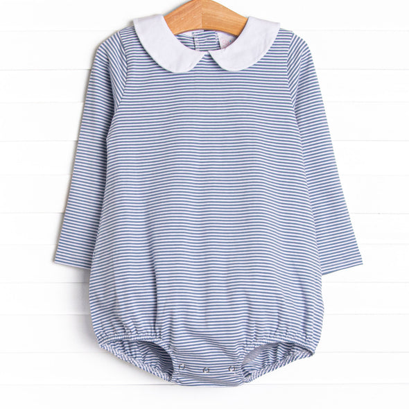 Elliot Long Sleeve Bubble, Slate Blue Stripe