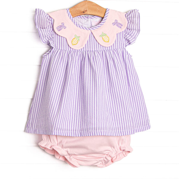 Tied With A Twist Applique Diaper Set, Purple