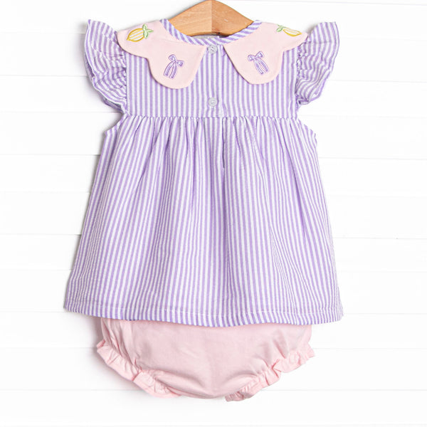 Tied With A Twist Applique Diaper Set, Purple