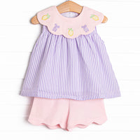 Tied With A Twist Applique Short Set, Purple