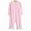 Lexie Ruffle Romper, Mint and Light Pink Stripe