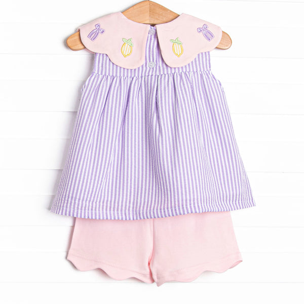 Tied With A Twist Applique Short Set, Purple