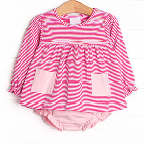 Marjorie Pocket Diaper Set, Magenta Stripe