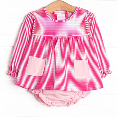 Marjorie Pocket Diaper Set, Magenta Stripe
