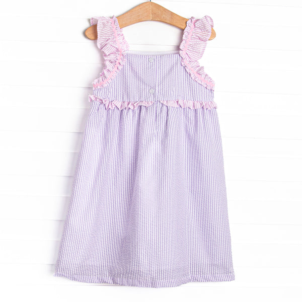 Spring into Seersucker Dress, Purple
