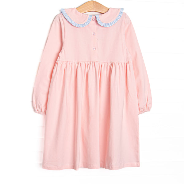 Bold Bows Embroidered Collared Dress, Pink