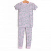 Gingham Gardenias Bamboo Pajama Short Sleeve Set, Pink