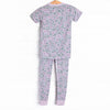 Gingham Gardenias Bamboo Pajama Short Sleeve Set, Pink