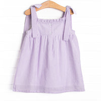 Tied With a Twist Smocked Dress, Purple Seersucker