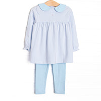 Park Avenue Poodle Applique Collared Legging Set, Blue