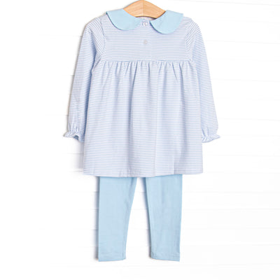 Park Avenue Poodle Applique Collared Legging Set, Blue