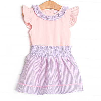 Spring into Seersucker Skirt Set, Purple