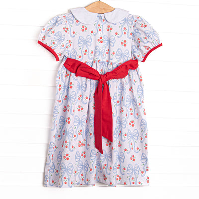 Apple Blossom Bows Dress, Blue