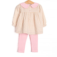 Timeless Tiles Collared Legging Set, Brown