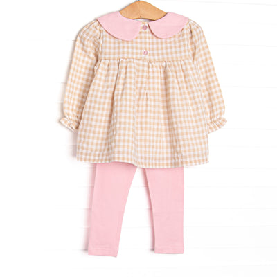 Timeless Tiles Collared Legging Set, Brown