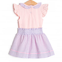 Spring into Seersucker Skirt Set, Purple