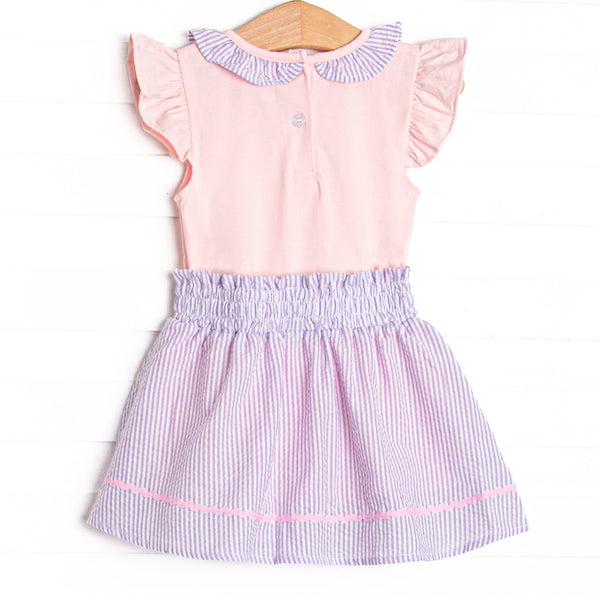 Spring into Seersucker Skirt Set, Purple