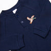 Flying Home Embroidered Waffle Knit Top, Blue