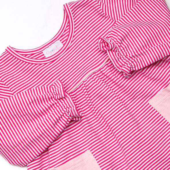 Marjorie Pocket Diaper Set, Magenta Stripe