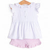Ribbons and Rabbits Applique Short Set, Pink