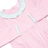 Lexie Ruffle Romper, Mint and Light Pink Stripe