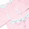 Lexie Ruffle Romper, Mint and Light Pink Stripe
