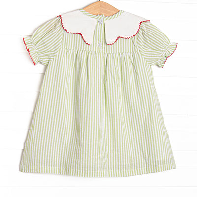 Sour Apple Slice Applique Dress, Green