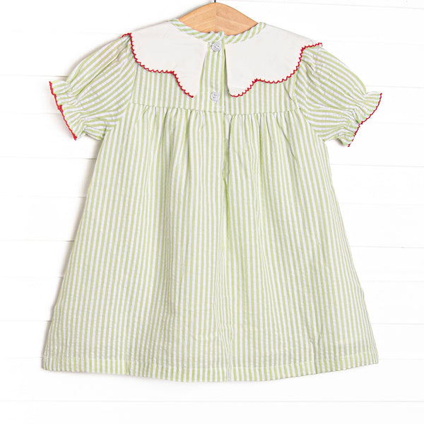Sour Apple Slice Applique Dress, Green