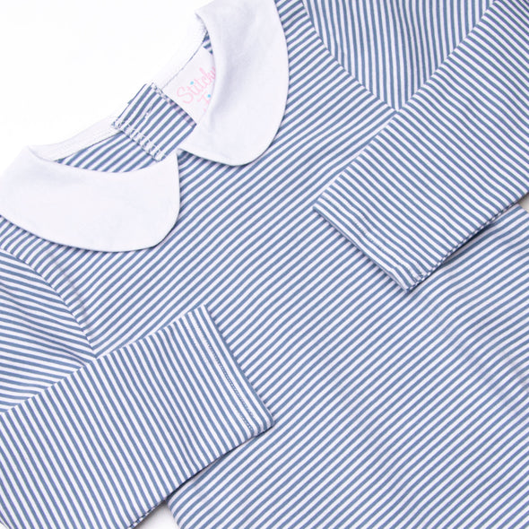 Elliot Long Sleeve Bubble, Slate Blue Stripe